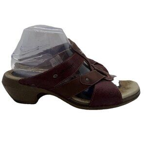 Merrell Luxe Slide Viola Leather Heel Sandals Women's Size 9 US Burgundy J89394